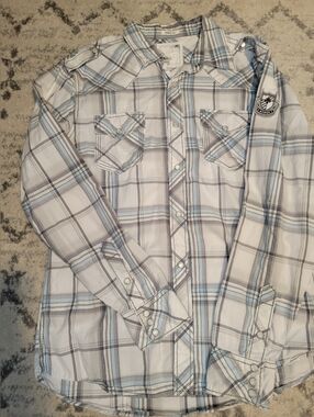 BKE Light Blue & White Plaid Button-Down Shirt